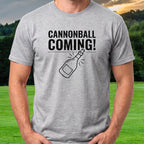 Cannonball Coming Tee worn on the golf course, Sport Grey