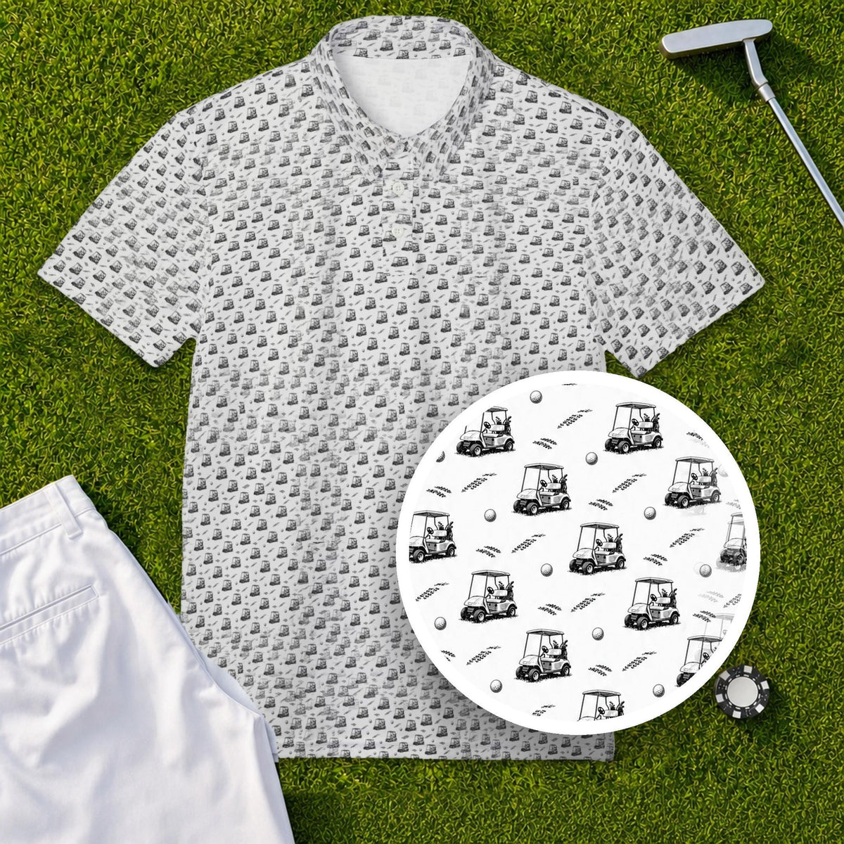 Cart Convoy Performance Print Polo