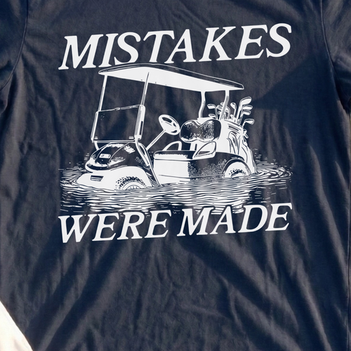 Cart In The Drink Tee, print close-up on Navy