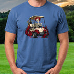 Cart Of The Departed Tee worn on the golf course, Royal