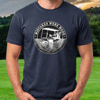 Cart Overboard Tee worn on the golf course, Navy