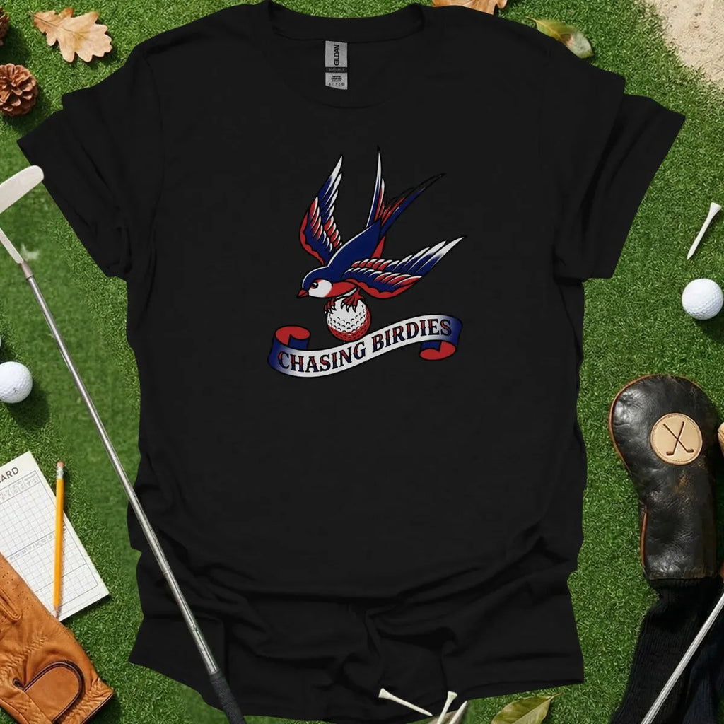 Chasing Birdies Tattoo Style Tee