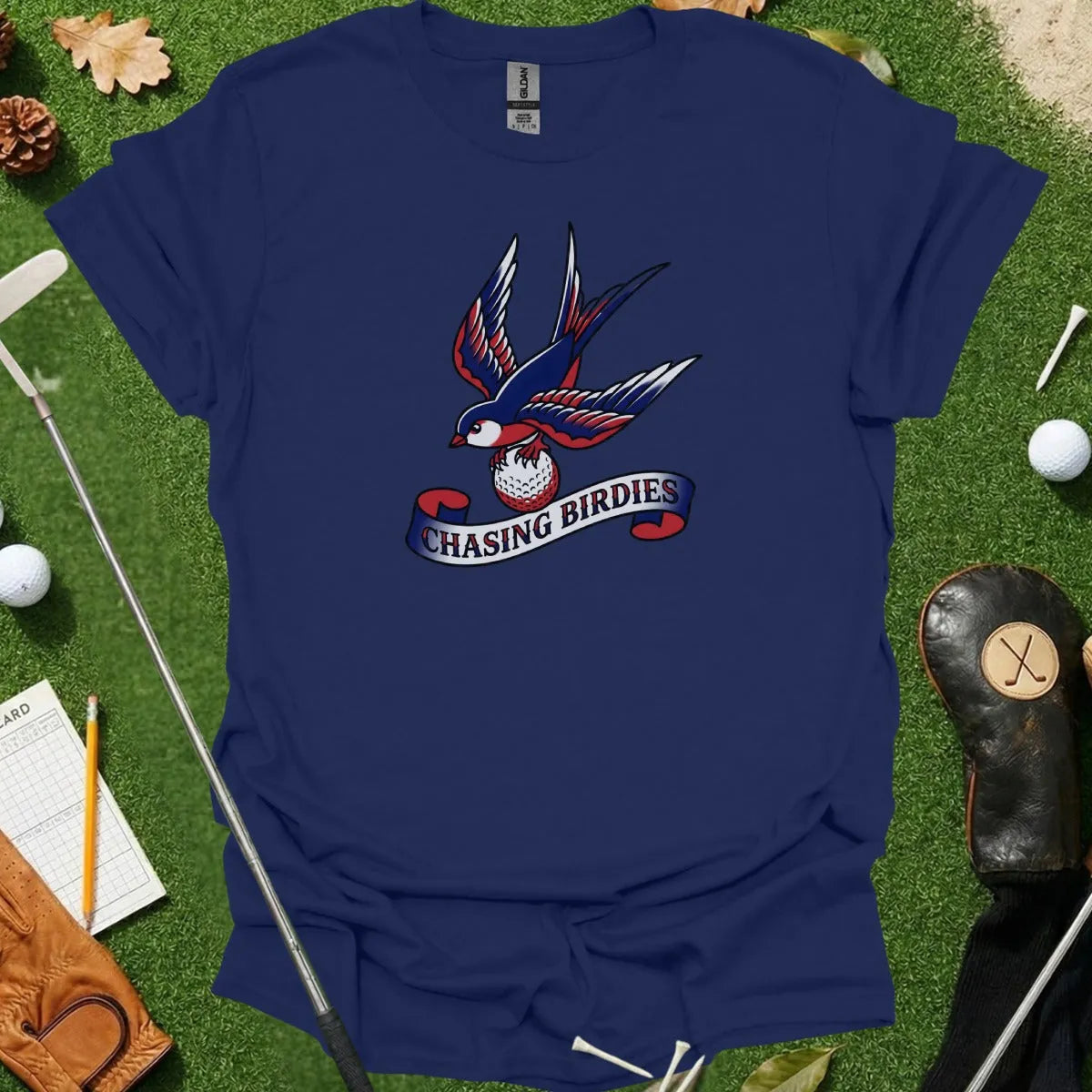 Chasing Birdies Tattoo Style Tee
