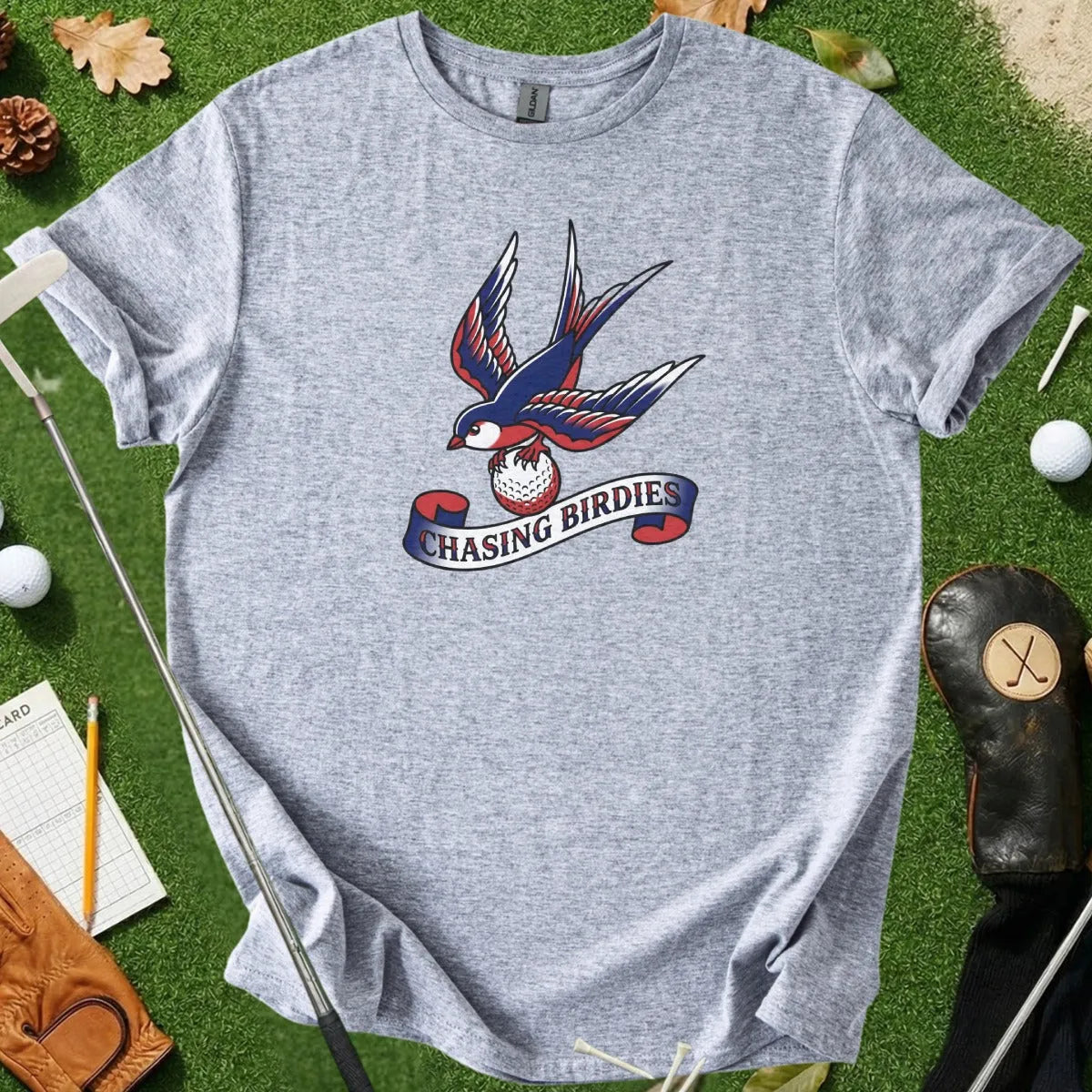 Chasing Birdies Tattoo Style Tee