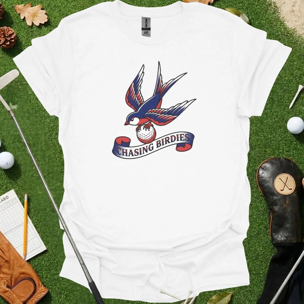Chasing Birdies Tattoo Style Tee