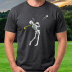 Cigar Skeleton Swing Halftone Tee worn on the golf course, Black