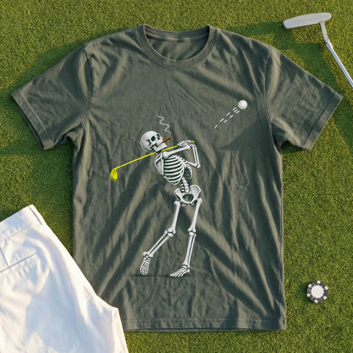 Cigar Skeleton Swing Halftone Tee