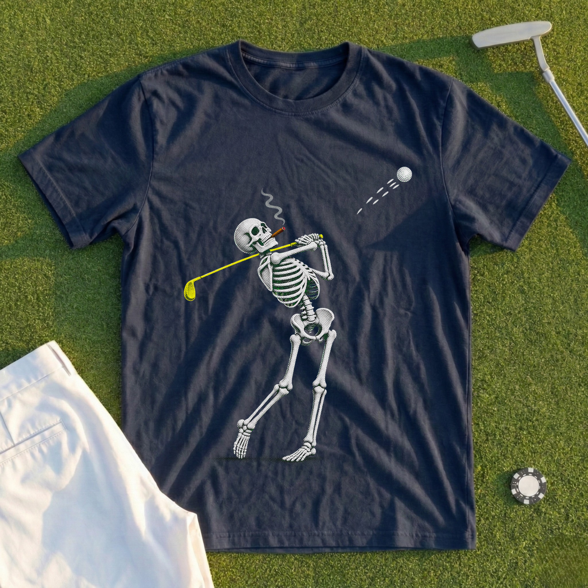 Cigar Skeleton Swing Halftone Tee