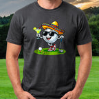 Cinco De Mayo Ball Tee worn on the golf course, Black