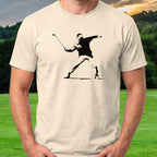 Club Thrower Tee worn on the golf course, Natural