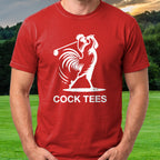 Cock Tees Tee worn on the golf course, Red