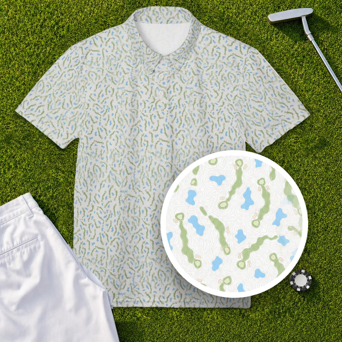 Course Contours Performance Print Polo