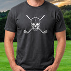 Cross Club Skull Tee worn on the golf course, Black