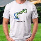 Cypress Point Club Course Map Tee worn on the golf course, White