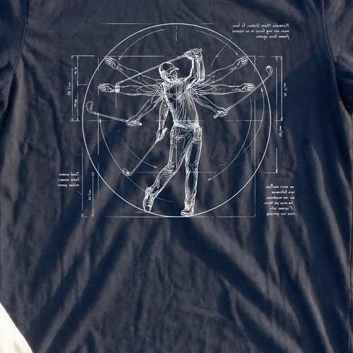 Da Vinci Swing Tee, print close-up on Navy