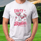 Dirty Birdies Tee worn on the golf course, White