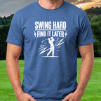Find It Later Tee worn on the golf course, Royal