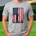 Flag Swing Tee worn on the golf course, Sport Grey