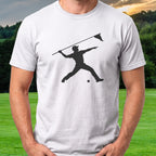 Flagstick Thrower Tee worn on the golf course, White