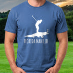 Florida Man Life Tee worn on the golf course, Royal