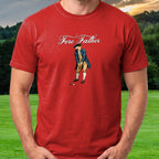 Fore Father Tee worn on the golf course, Red