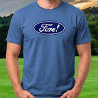 Fore! Logo Tee worn on the golf course, Royal