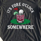 Fore O'Clock Cocktail Tee, print close-up on Black