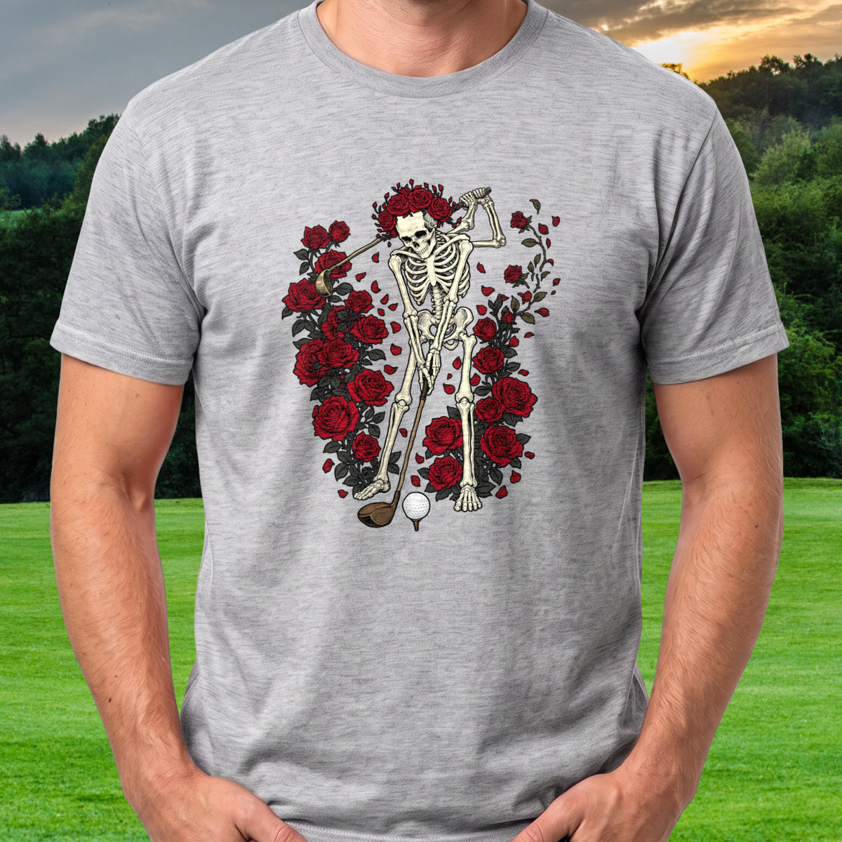 Forever Swing Tee worn on the golf course, Sport Grey
