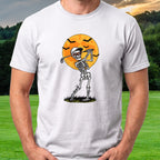 Full Moon Backswing Tee worn on the golf course, White