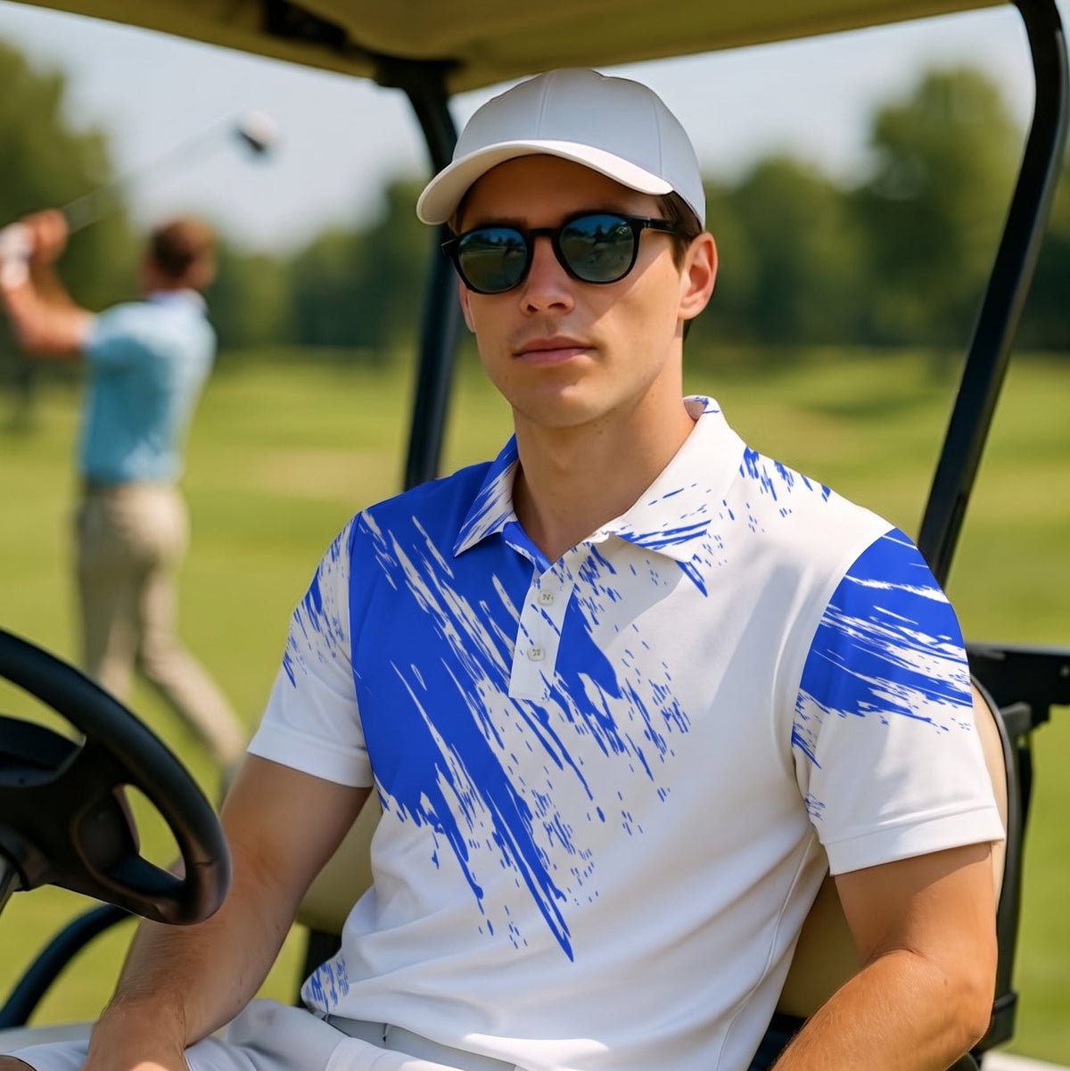 Blue Flash Performance Print Polo