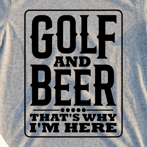 Golf And Beer Tee, print close-up on Sport Grey