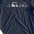Golf Cart Heartbeat Tee, print close-up on Navy