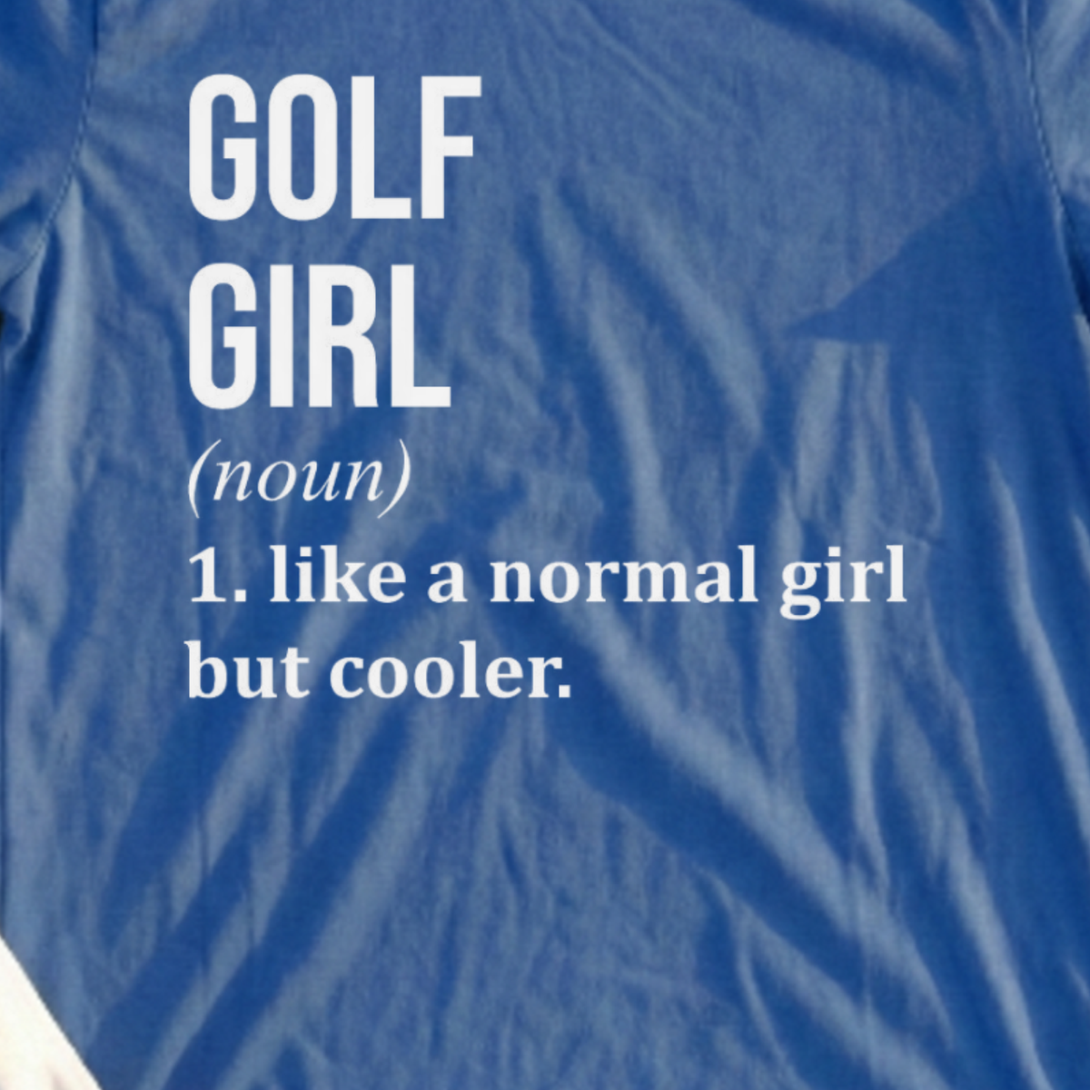 Golf Girl Tee, print close-up on Royal