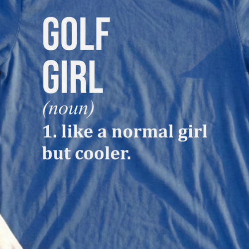 Golf Girl Tee, print close-up on Royal
