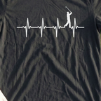 Golf Heartbeat Swing Tee, print close-up on Black