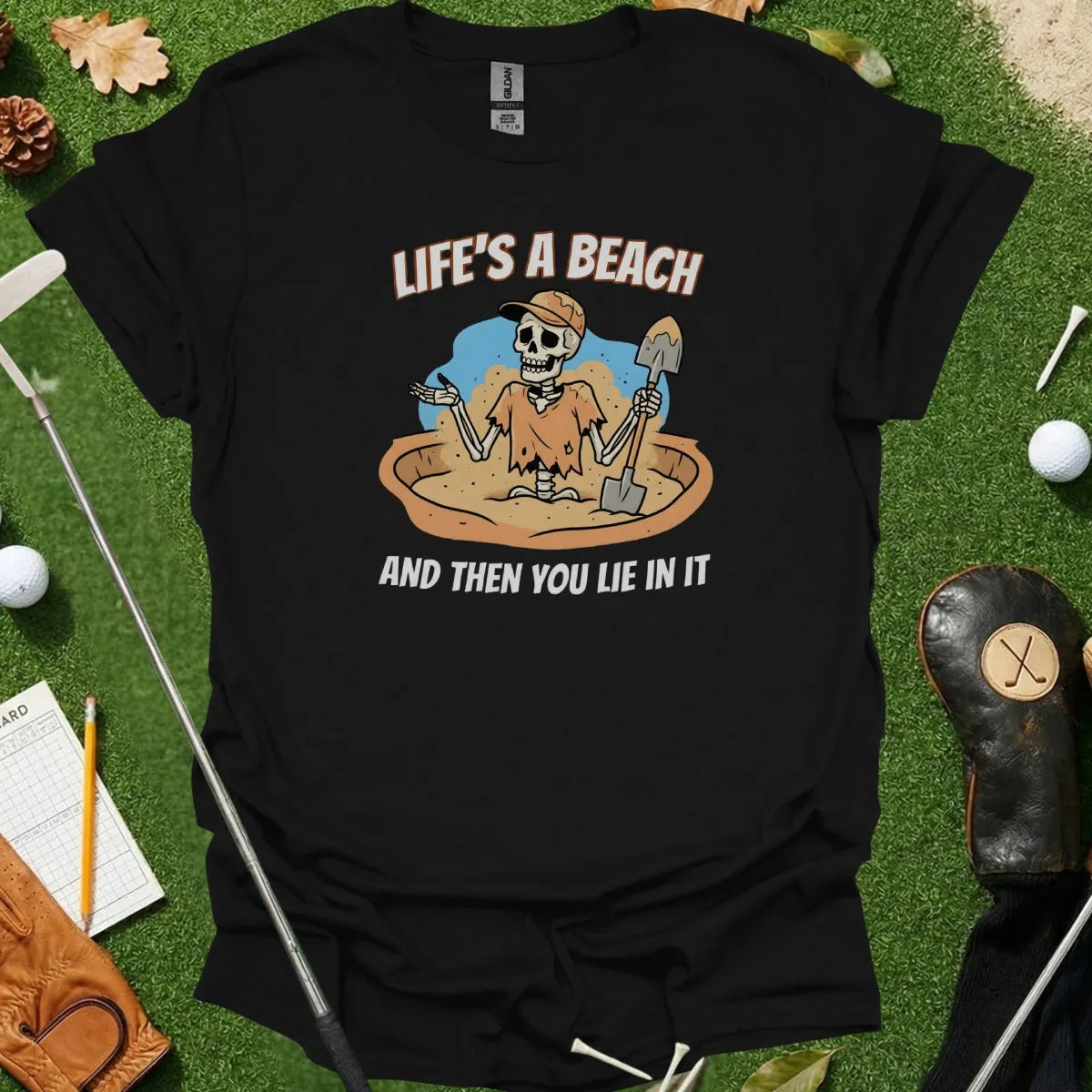 Golf Skeleton Beach Humor Tee