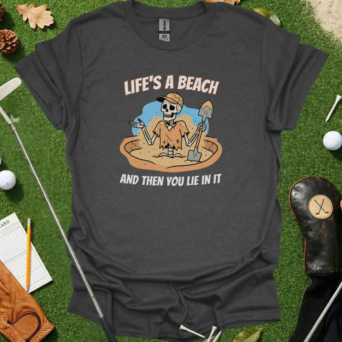 Golf Skeleton Beach Humor Tee