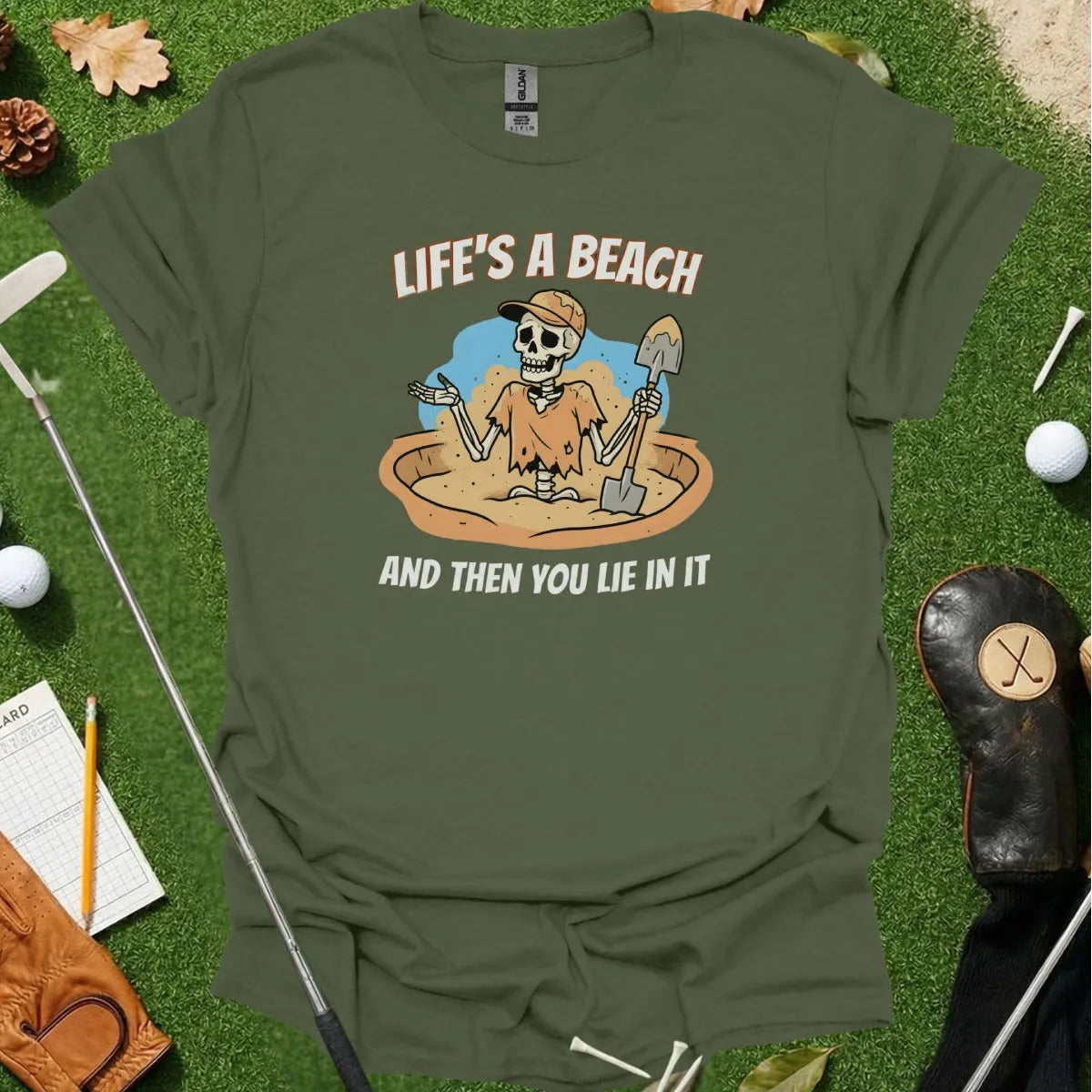 Golf Skeleton Beach Humor Tee