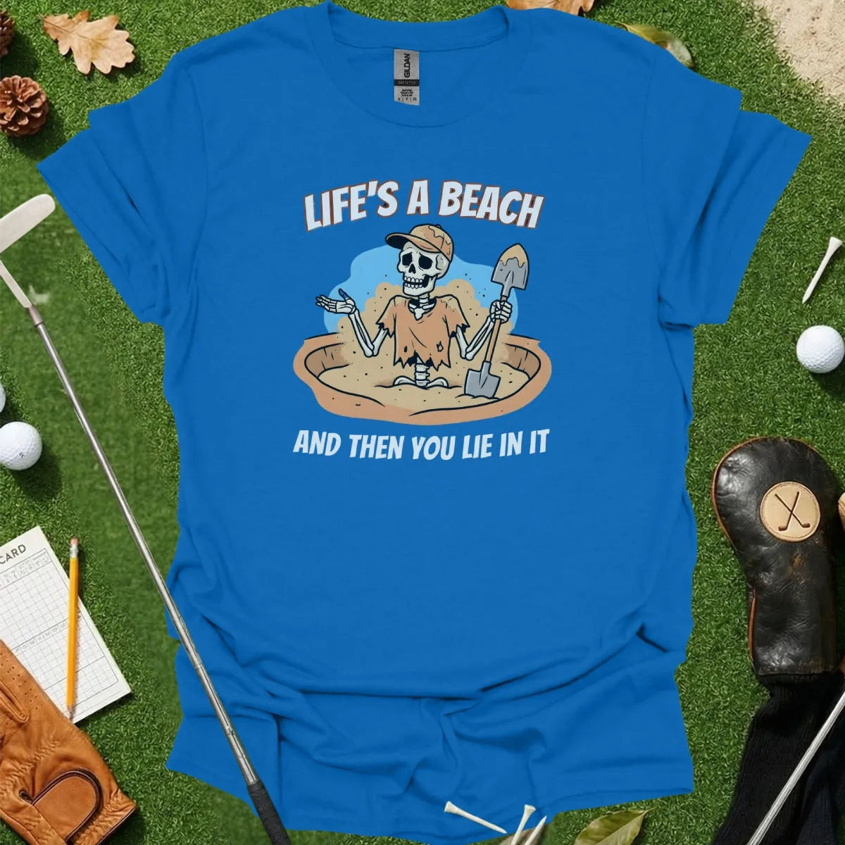 Golf Skeleton Beach Humor Tee