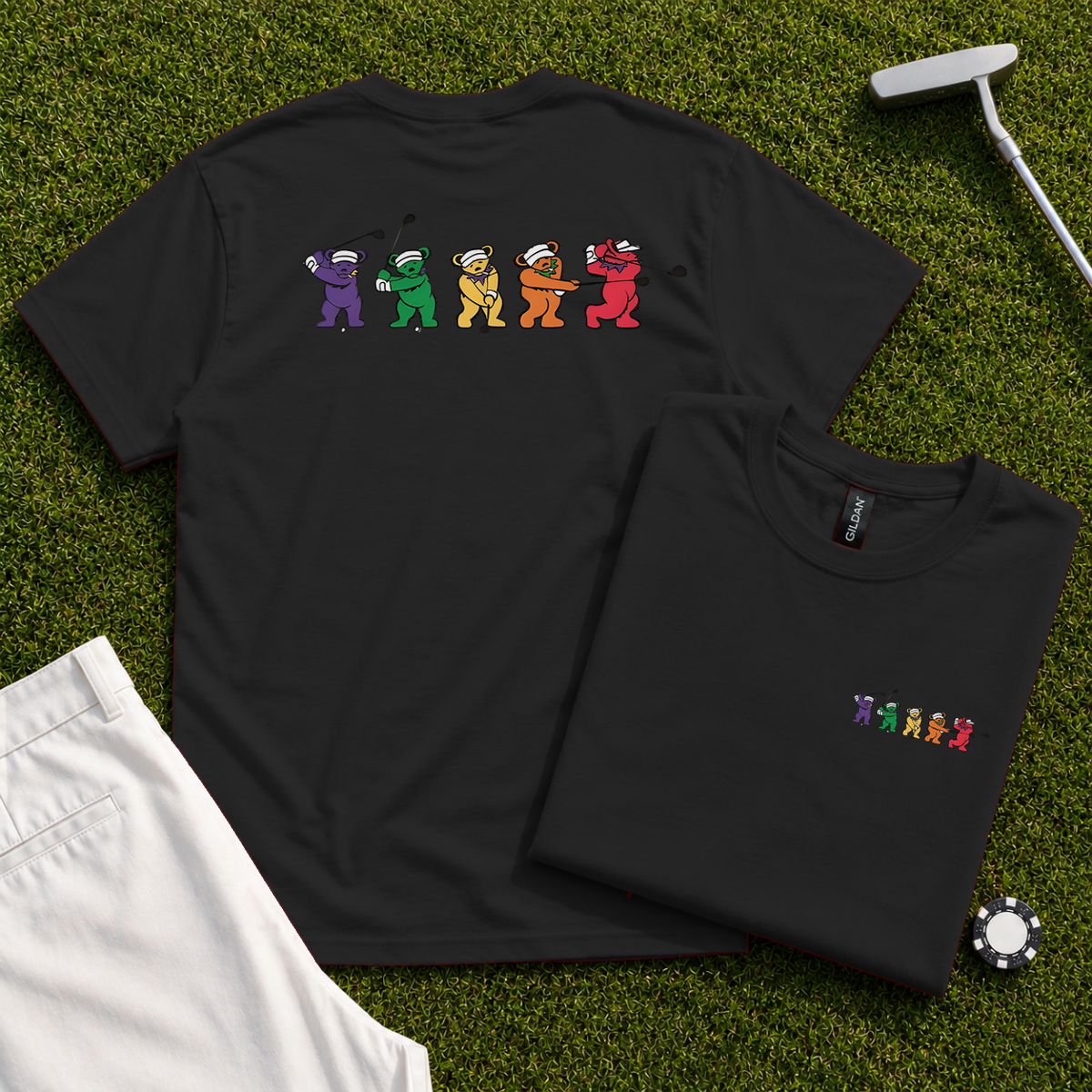Golf Swing Bears Back Print Tee