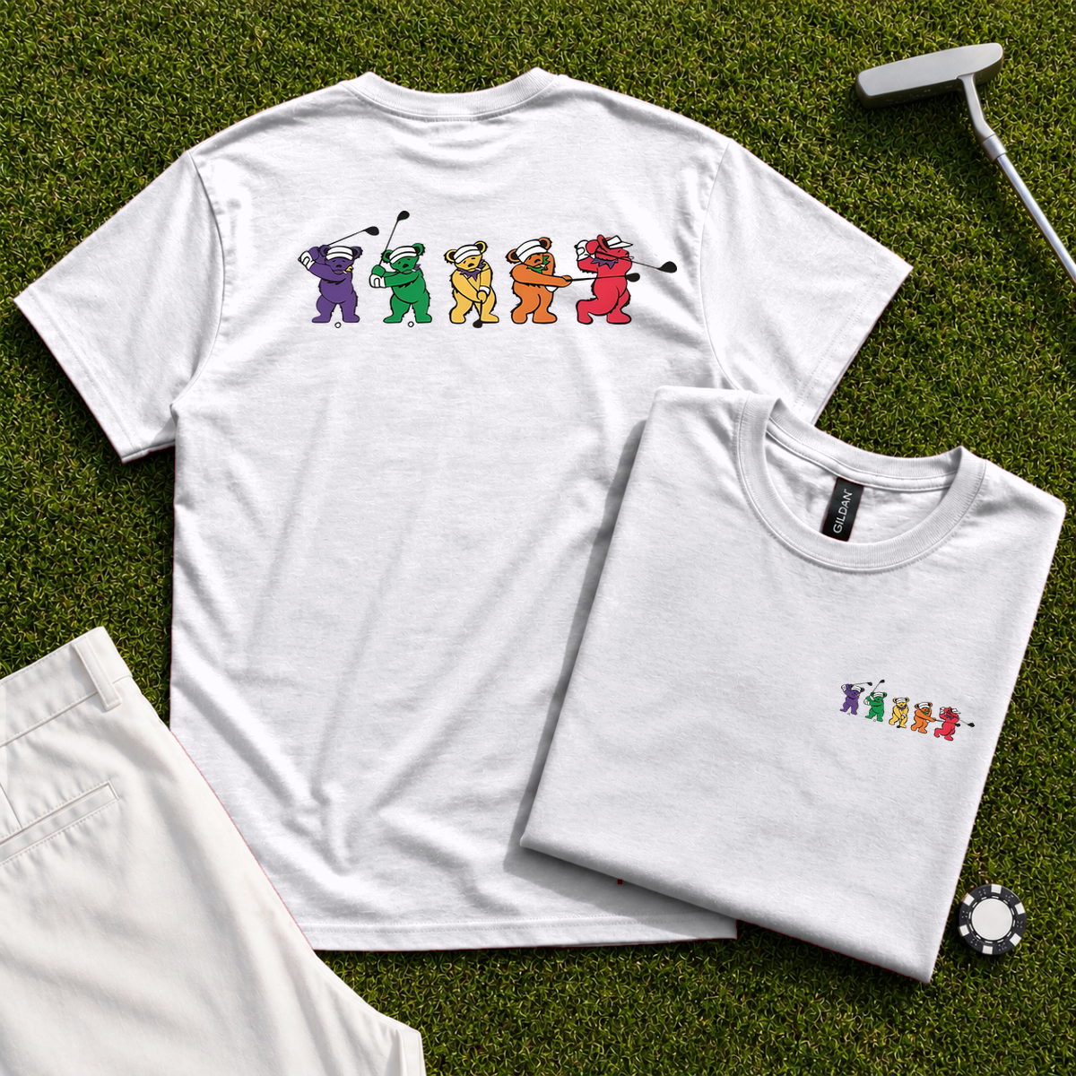 Golf Swing Bears Back Print Tee