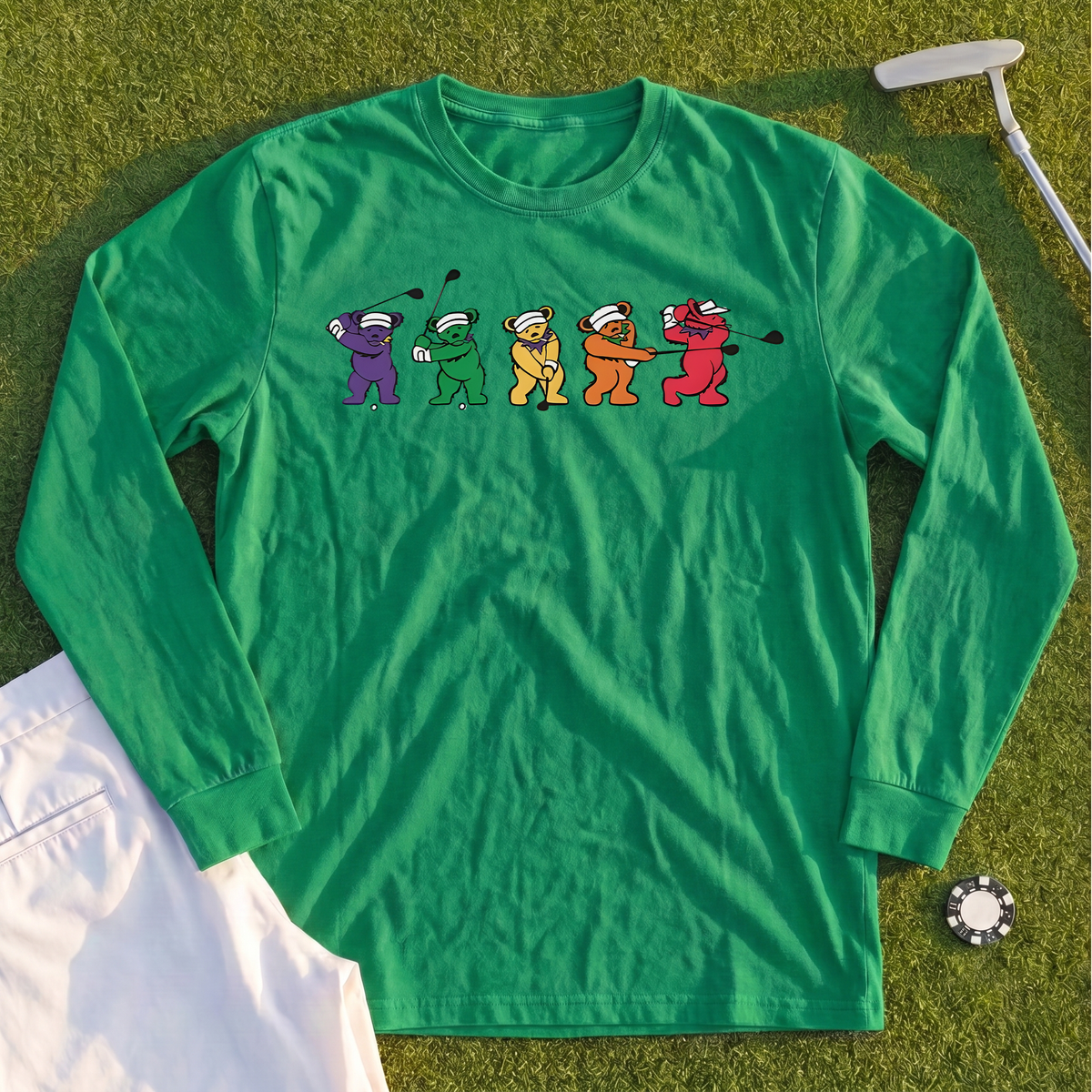 Golf Swing Bears Long Sleeve Tee