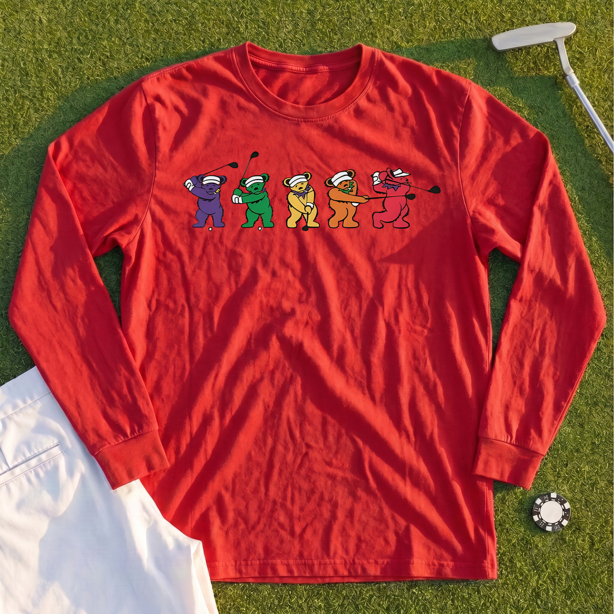 Golf Swing Bears Long Sleeve Tee
