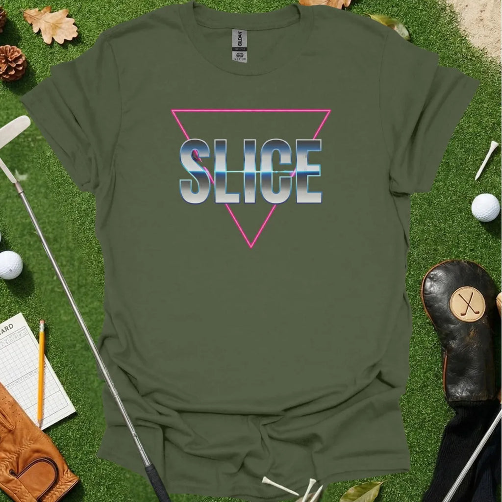 Golf Synthwave Slice Triangle Tee