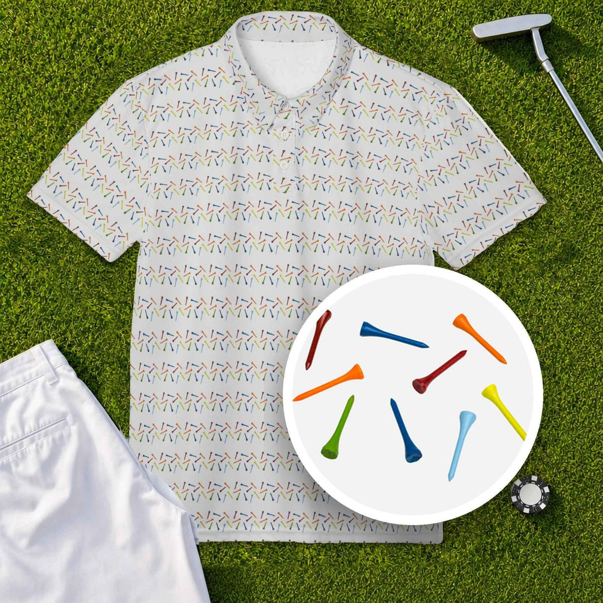 Golf Tees Performance Print Polo