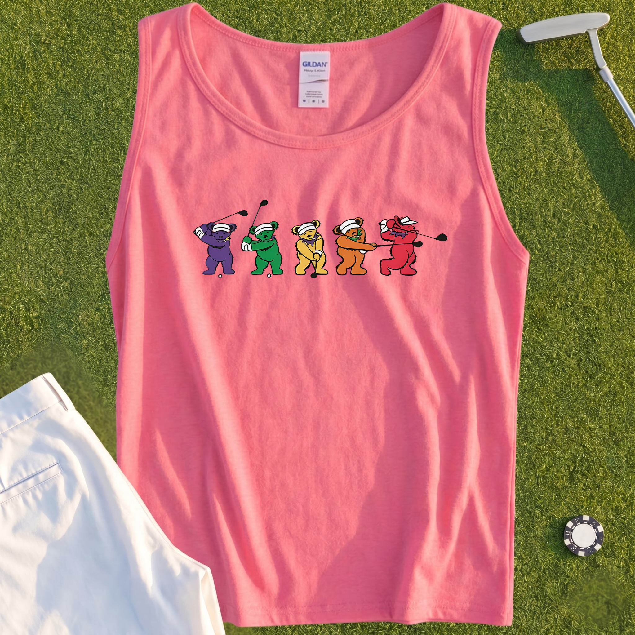 Golf Swing Bears Tank - Pink