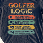 Golfer Logic, Four Rules Tee, print close-up on Navy