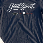 Good Speed Tee, print close-up on Navy