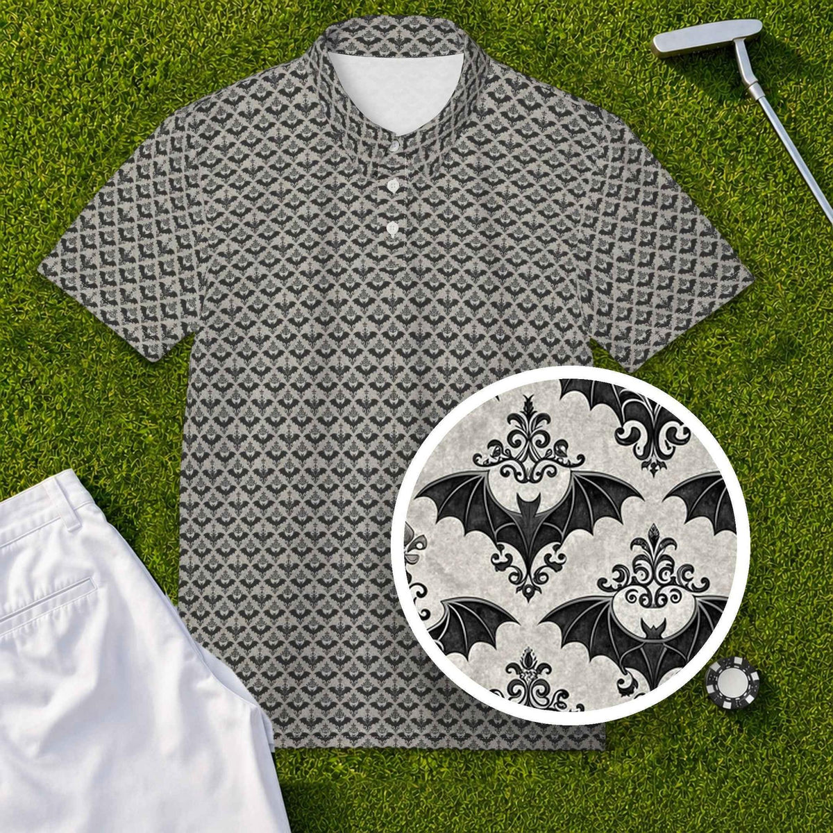Gothic Bats Performance Print Polo