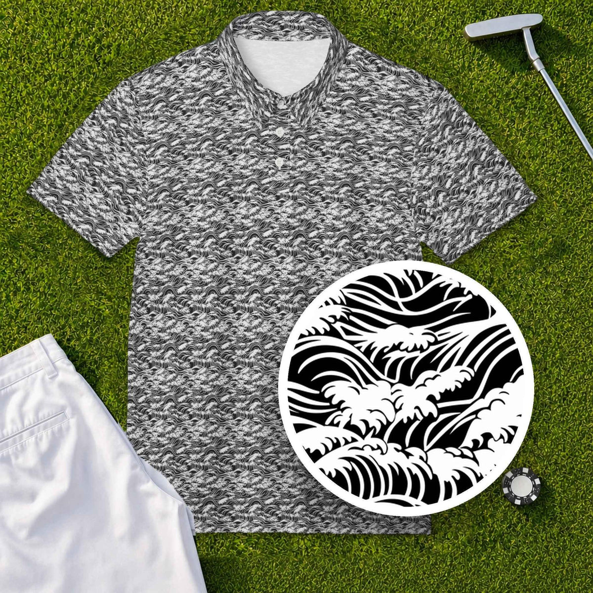 Great Wave Ink Performance Print Polo